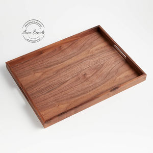 Offre Spéciale personnalisable moderne maison plateau de service plus grande taille bois de manguier finition noyer poignée rectangulaire découpée pour servir du thé - Product Image 4