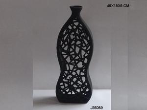 Vase rond contemporain en métal noir, décoratif et moderne, en Aluminium, ensemble de 2 pièces, 4mm - Product Image 4