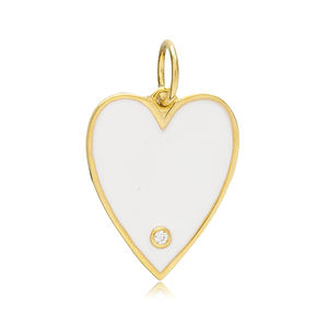 Breloque en pierre de Zircon en émail blanc, Design cœur, nouvelle tendance, bijoux romantiques turcs en argent Sterling 925 faits à la main - Product Image 6