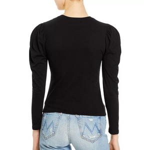 T-shirt uni en coton 100% à manches longues pour femmes et jeunes filles, OEM. - Product Image 3