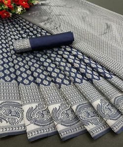 Banarasi Seda Sarees Fiesta Desgaste Boda Indio Étnico - Product Image 6