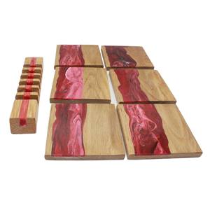 6 Pcs Set Epoxy <b>Resins</b> on Wood <b>Stone</b> Coasters Stand and Hotel Best Quality Gift and Garden Kitchen for Use - Product Image 1
