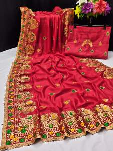 Sari lourd orné de dentelle, vêtement pour femmes, designer, pierres, Gujarati, Inde du Sud, ODM, adultes, Inde et Pakistan, 10000 - Product Image 3