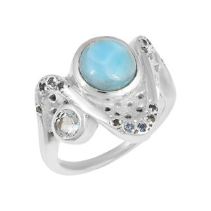 Bague de créateur bleue Topaze Gemmes Anneaux Kyanite Gemstone Bijoux Larimar Stone 925 Sterling Silver Natural Good Quality - Product Image 1