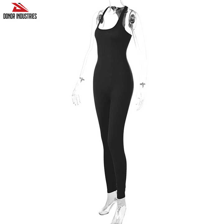 202 Autumn Casual Playsuits for Women Workout Sports GYM Clothes Woman Bottom Homewear Solid Jumpsuit Bodycon Slim Bodysuit