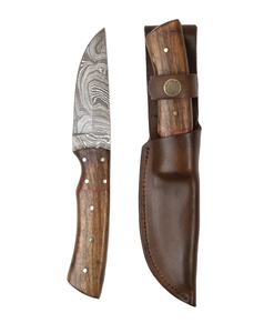 Cuchillo de Acero de Damasco de 8 Pulgadas con Funda, Mango de Nogal, Cuchillo Hecho a Mano con Funda de Cuero, Aprobado por la CE - Product Image 1