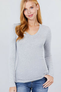 Soft Colors Women t Shirts V Neck Long Sleeves with High Quality <b>Material</b> and Custom Printing Methods - Product Image 4