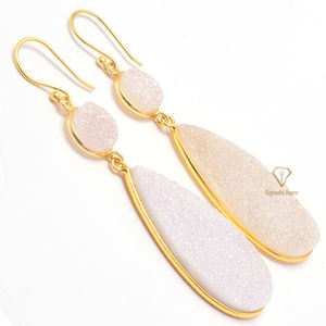 ต่างหูอัญมณีดรูซี่สีรุ้งสุดสวย925ต่างหูชุบทอง18K สีเงินสเตอร์ลิง - Product Image 3