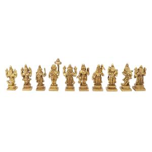 Brass Fine Carverd Vishnu Dashavatar with Wooden <b>Frame</b> Decorative Showpiece Vishnu Statue - Product Image 5