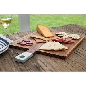 Planche à découper en bois d'acacia avec poignée grise et trou de suspension pour couper les légumes Planche à fromage Planche Charcutier - Product Image 3