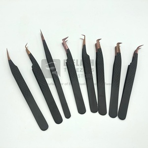 Pinzas de pestañas de oro rosa y negro con logotipo personalizado, herramienta de belleza de acero sostenible de alta precisión, extensión de pestañas de volumen probada a mano - Product Image 6