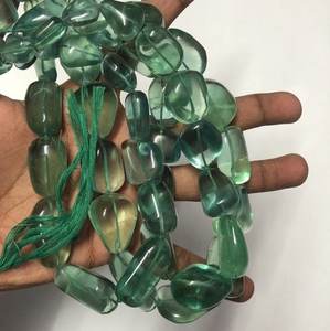 Pierre de fluorite naturelle de 10 mm, 12 mm, 14 mm, lisse, en forme de galet, pierres précieuses en vrac, pour la fabrication de bijoux, collier, bracelet, semi-précieuse, verte - Product Image 2