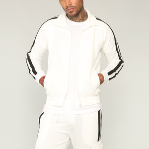 Wholesale Men's Side Sleeve Stripe Tracksuit With Logo Running Sports Suit Long Sleeve <b>Jacket</b> & Pants - Product Image 4