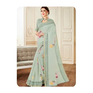 Floral Linen Saree Supplier in India