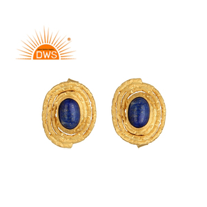 Pendiente de tuerca en espiral de piedras preciosas de lapislázuli Natural de Plata de Ley 925 para mujer, joyería para mujer, regalo para ella - Product Image 1