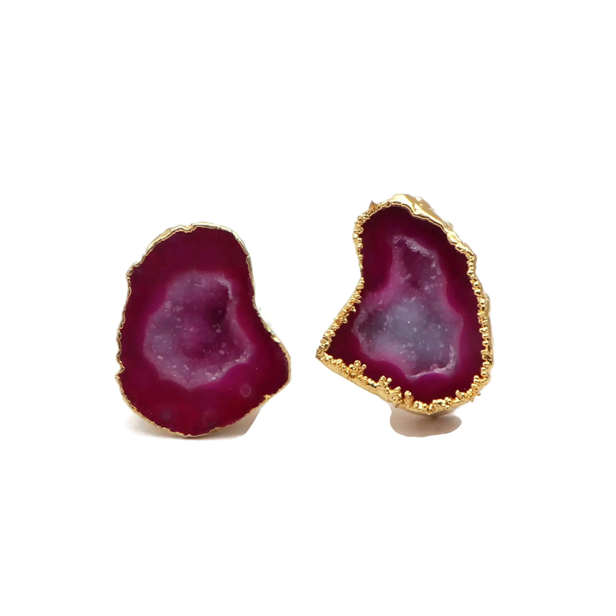 Sale Geode Druzy Gemstone push back earring Gold Electroplated Party Fashion Jewelry Tiny Stud Earring Pair gift for women girls