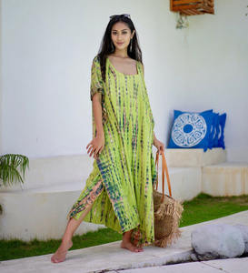 เสื้อผู้หญิง,สำหรับฤดูร้อนสีแดงร้อนผ้าเรยอนมัดย้อมเสื้อ Kaftan - Product Image 3