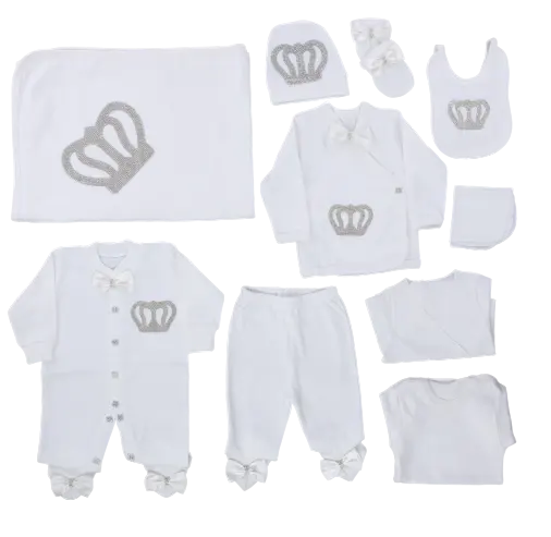 10 Pieces %100 Cotton White Newborn Clothes 0-3 Months Romper Set