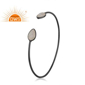 Black Oxidized Sterling Silver Ladies Cuff <b>Bracelet</b> Rainbow <b>Gemstone</b> <b>Bracelet</b> Jewelry Manufacturer India - Product Image 2