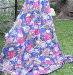Couverture de lit Kantha indienne faite à la main vintage couette King Size patchwork floral courtepointes Kantha pour la maison hôtel - Product Image 3