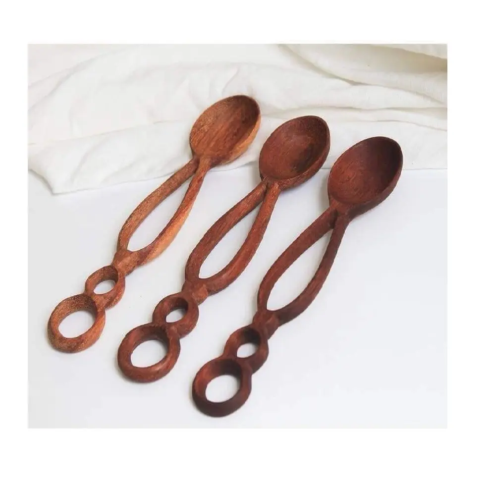 Cuchara de madera marrón 100% Natural para servir, cucharas
