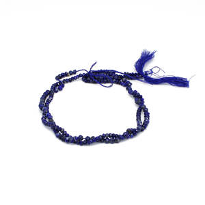 Cuentas Redondas Facetadas de Corindón Azul Zafiro de Alta Calidad, 3-4 mm, Hilo de 15.50 Pulgadas, Piedra Duradera, Gemas Ishu MS1660 - Product Image 2