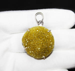 Pendentif en argent sterling massif 925 avec bijoux en gros de pierres précieuses naturelles de citron Druzy pour cadeaux - Product Image 1