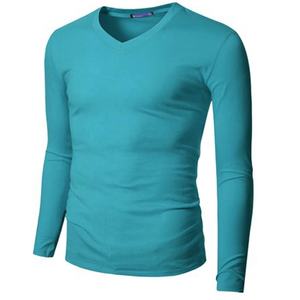 Camiseta deportiva de secado rápido de manga larga para hombre, camiseta transpirable con cuello en V para correr, diseño en blanco - Product Image 1
