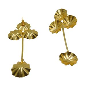 goldplated brass matte finishing trending handmade light <b>weight</b> stud <b>hoop</b> Brass Earrings for girls and women - Product Image 2
