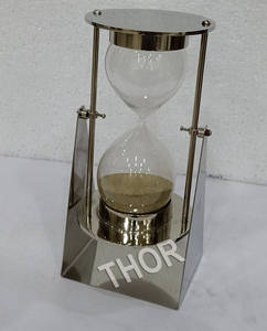 Minuterie de sablier en verre de sable poli chromé moderne Décoration maritime nautique et cadeau de mariage unique pour l'espace de bureau - Product Image 5