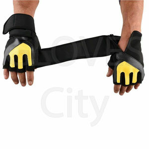 Guantes de Levantamiento de Pesas Personalizados Amarillos y Negros de Medio Dedo con Correa de Muñeca Ajustable para Gimnasio - Unisex, Talla/Color Personalizables - Product Image 5