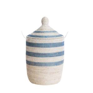 Round <b>Storage</b> Trunk Seagrass Basket with Lid <b>Grey</b> Traditional Style Seagrass Baskets Wholesale - Product Image 3