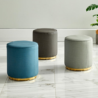 Tabouret de pieds en tissu avec repose-pieds rond, style nordique, pour salon, chaise à Base dorée, repose-pieds pour enfants, offre spéciale