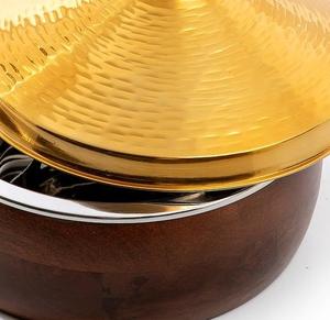 Olla caliente para servir alimentos de madera y metal con la cazuela de forma redonda de la más alta calidad para uso en la cocina - Product Image 6