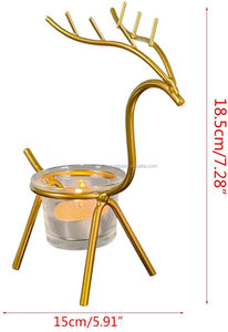 Best Selling Metal Deer Shape <b>Tea</b> <b>Light</b> Holder Glass Hurricane <b>Lantern</b> Outdoor, Indoor Decor Living Room Christmas Easter Gift - Product Image 2