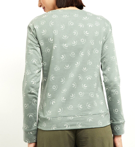 เสื้อสเวตเตอร์สำหรับผู้หญิงเสื้อสเวตเชิ้ตสีพื้นระบายอากาศลำลอง - Product Image 3