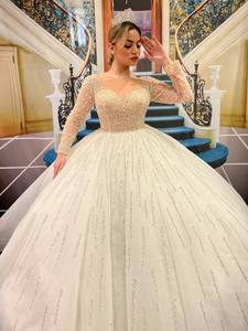 Turkish Woman Wedding Dress Bridal Gown Elegant Long Party Dress Evening Dress Chiffon <b>Tulle</b> Satin Luxury High Quality - Product Image 3
