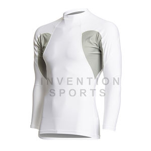 ชุดป้องกันผดผื่นสำหรับผู้ชายชุดป้องกันผื่นคันสีขาวมีแผ่นกันผดผื่นป้องกัน UV แห้งเร็วโลโก้ตามสั่ง - Product Image 2