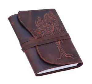 Tree Of Life Embossed Refillable Leather Journal Handmade -Craft Cotton Paper , Sketchbook & Notebook Bound Journals For Unisex