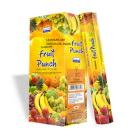 Darshan Aromatische Houtskool Fruit Punch Geurende Handgerolde Zwarte 9 Inch Wierookstokjes Hexagonaal 6 Pakketten 20g Doos Groothandel