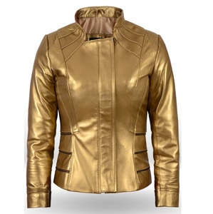 Chaqueta de piel de oveja de diseño clásico para mujer, color dorado, todos los colores, nuevo, 2020 - Product Image 1