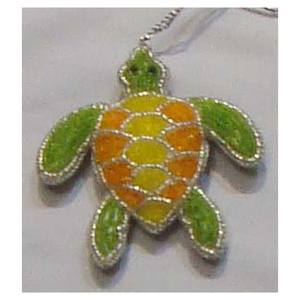 Turtle Shape Christmas Decorative Hanging Ornament With Beaded Work - Product Image 1