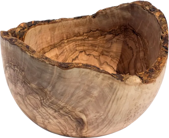 Madeira de azeitona natural ecológica (artesanal), tigela rústica pequena redonda 10cm