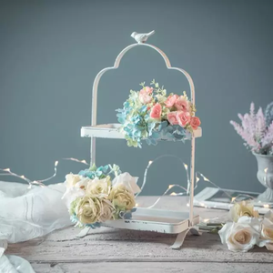 Plateau à dessert en métal double couche pour bonbons et assiettes à gâteaux - Product Image 2