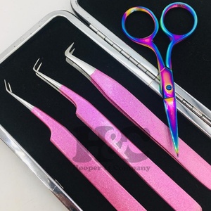 Pinzas profesionales de visón Pinzas de extensión de pestañas de acero inoxidable con volumen y punta de fibra Logotipo sostenible ofrecido - Product Image 5