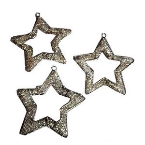 Atiqco Iron Metal Wire Glass Beads Triple <b>Star</b> X-mas <b>Hanging</b> Ornaments Model 922 - Product Image 5