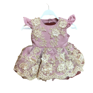 Robe de fête d'anniversaire pour filles de haute qualité, style moderne et luxueux avec décoration en dentelle, pour nouveau-nés à 10 ans - Product Image 1