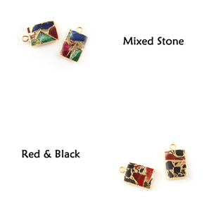 ตัวเชื่อมต่ออิเล็กโทรเพลทสีทองโมฮาวีหินผสมทองแดงเทอร์คอยส์ตัวเชื่อมต่อทรงสี่เหลี่ยมผืนผ้า - Product Image 3