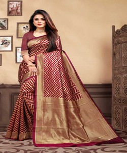 Algodón puro Banarasi Seda Saree Venta al por mayor Precio más bajo Mercado Surat Ropa étnica Ropa - Product Image 1