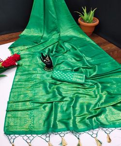 Banarasi soie jacquard saree avec chemisier vêtements pour femmes dames fête festival vêtements quotidiens doux coton soie sari en gros bas prix ApparelGarment - Product Image 5